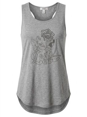 Julia Women’s Gray Floral Rhinestone Tank Top